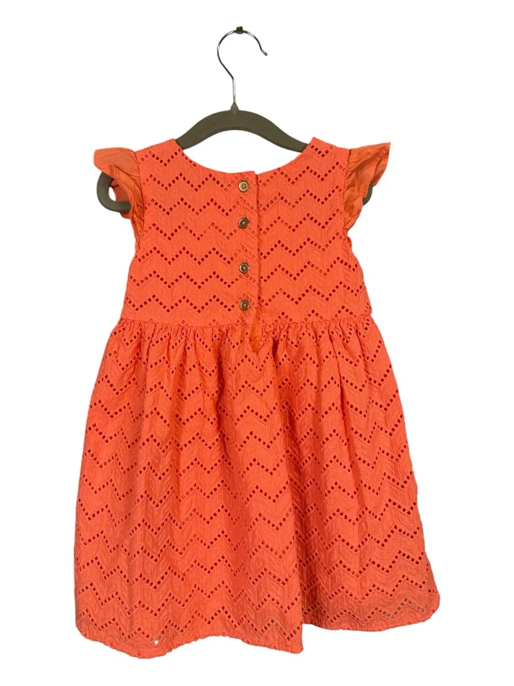 Cat & Jack Toddler Girls Coral Eyelet Lace w Ruffle Sleeve Dress Party Summer 3T